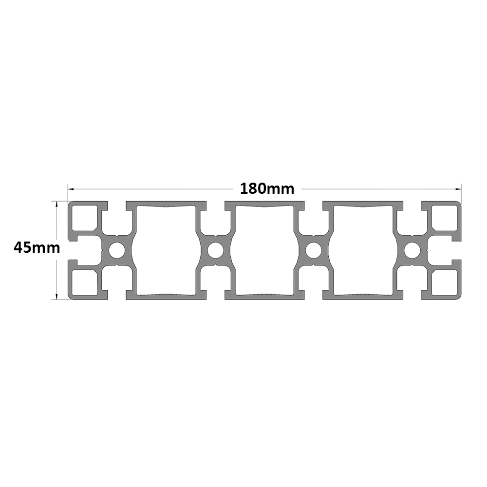 10-45180-0-48IN MODULAR SOLUTIONS EXTRUDED PROFILE<br>45MM X 180MM, CUT TO THE LENGTH OF 48 INCH
